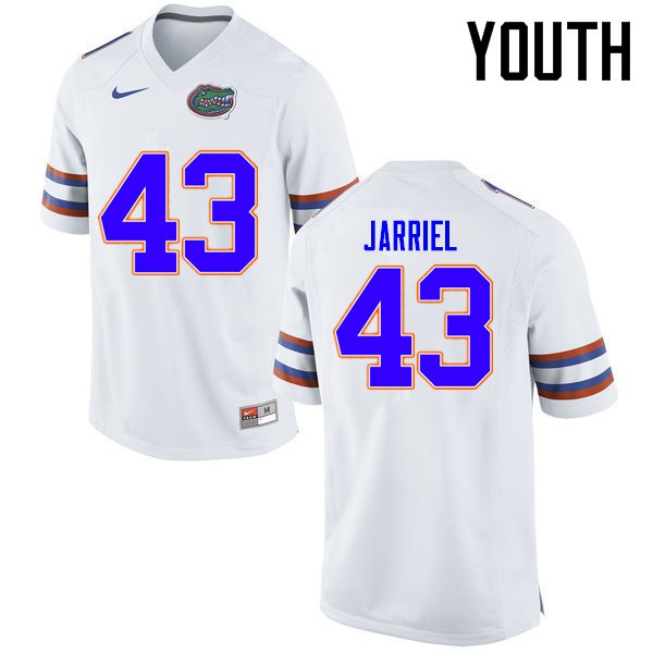 Florida Gators Youth #43 Glenn Jarriel College Football Jerseys White